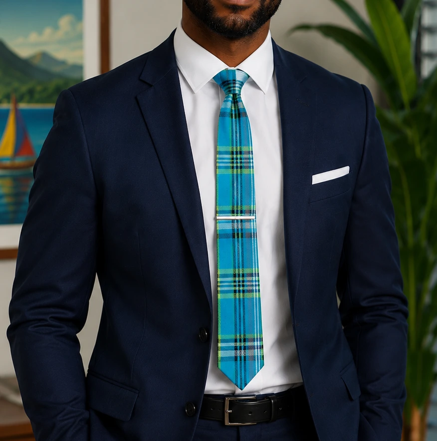 Cravate Madras Bleu