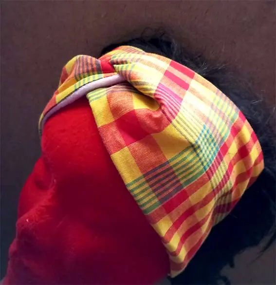 Bandeau Madras orange / polaire