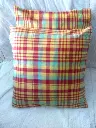 Housse de coussin Madras orange 100% Coton – Élégance Artisanale