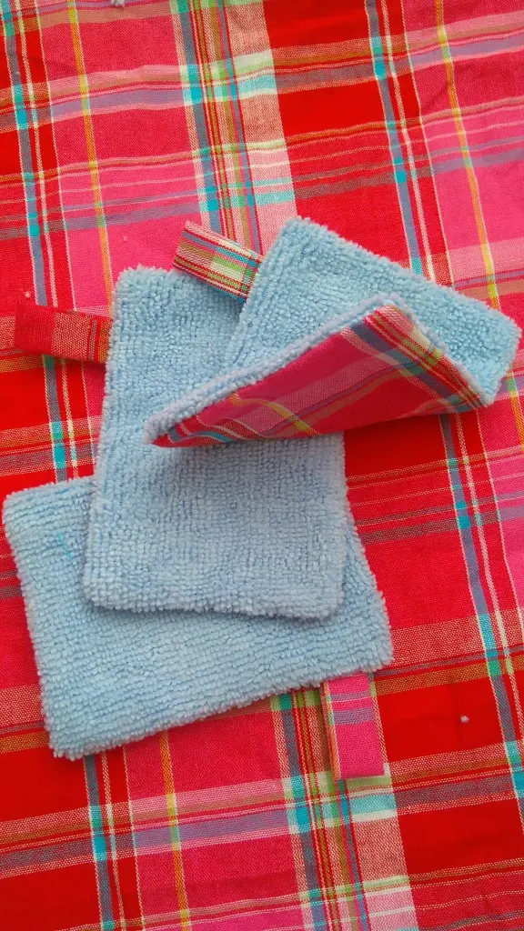 Lot 4 Lingettes lavables Madras rose