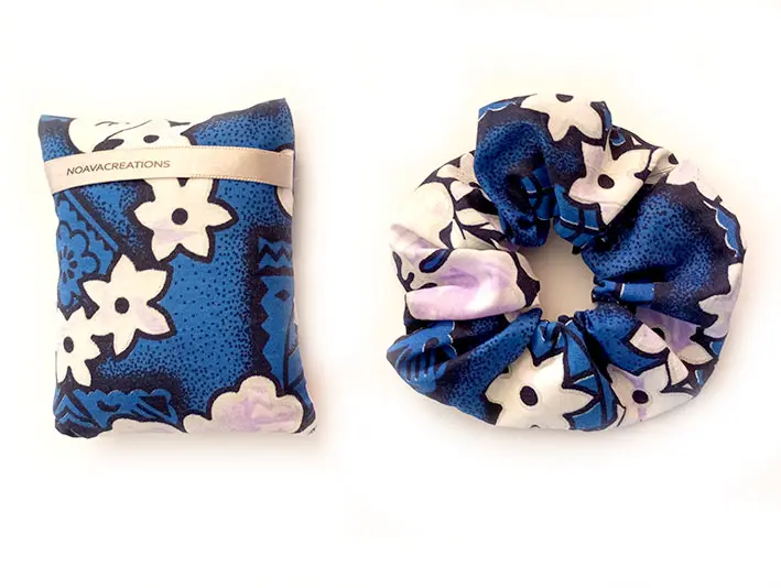 Duo - chouchou - bouillotte sèche "POLYNESIE" bleu